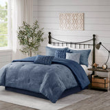 Seersucker Comforter Set, Navy Blue