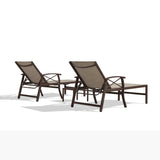 PURPLE LEAF Outdoor Chaise Lounge Chair Patio Pool Lounger Aluminum Chairs with Side Table and Wheels Adjustable Tanning Recliner with Armrests for Outside Backyard Deck Beach