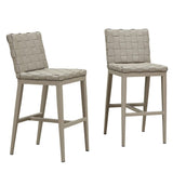 PURPLE LEAF Outdoor Counter Height Stools Set of 2, PU Leather Patio Bar Set with Aluminum Frame, Bar Chairs for Poolside, Garden, Kitchen Island