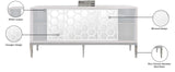 Zoey Contemporary Sideboard Buffet with Mirrored Inserts, White Lacquer Finish & Storage Space