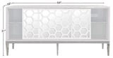 Zoey Contemporary Sideboard Buffet with Mirrored Inserts, White Lacquer Finish & Storage Space