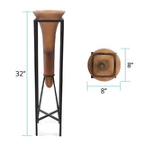 Bronze Euler Drop Vase with Black Iron Stand- Large