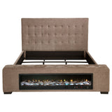 Senna Upholstered Eastern King Audio Flame Visualizer Bed Brown