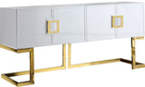 Beth Stainless Steel Modern Sideboard Buffet with Gold Trim for Chic Dining Room Storage