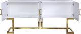 Beth Stainless Steel Modern Sideboard Buffet with Gold Trim for Chic Dining Room Storage