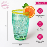 21 oz Teal Ribbed Acrylic Cups Set of 8