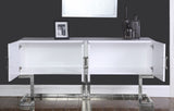 Beth Contemporary Sideboard Buffet with Chrome Stainless Steel Base for Stylish Dining Storage