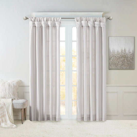 Twist Tab Silky Window Curtain, Silver