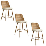 Nice 27" Rattan Upholstered Counter Stool (Set of 3)