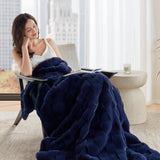 Faux Fur Velvet Throw Blanket 50x60", Navy