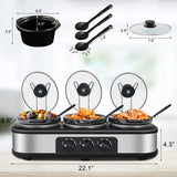 Triple 1.5QT Stainless Slow Cooker Buffet Server