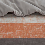 Stripe Modern Comforter Set with Bed Sheets, Coral/Grey