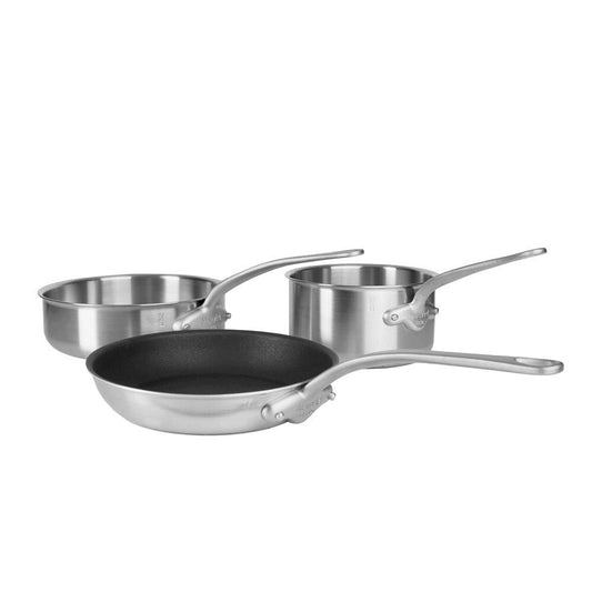 Mauviel M'URBAN 3 SB 3-Piece Cookware Set With Brushed Stainless Steel Handles