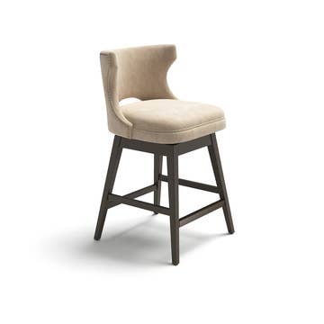 Open Back Winged Swivel Counter Stool, Beige