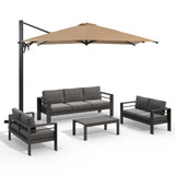 5-Piece Aluminum Patio Set with Umbrella and Loveseats