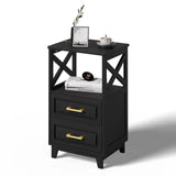Wholesale Tall Nightstand Side Table with 2 Drawers and Open Shelf