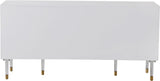 Jive Contemporary Sideboard Buffet with White Lacquer Finish & Stylish Birch Wood Chevron Panels