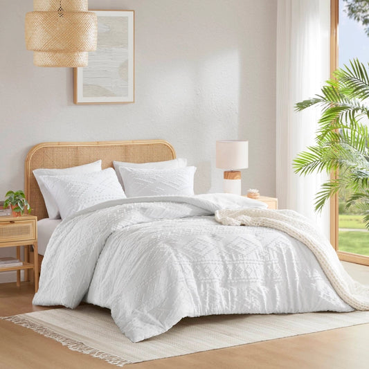 Bohemian Geometric Comforter Mini Set, White