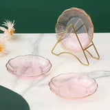 4pcs Flower Shape Snack Plate Set With Rack