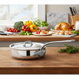 Mauviel M'Cook SB 5-Ply Saute Pan With Lid, Brushed Cast Stainless Steel Handle, 3.4-Qt