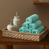 6pcs 100% Cotton Quick-Dry Ribbed Towel Set, Turquoise