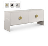 Beckwith Cream Sideboard: Stylish Buffet with Custom Handles, Linen Textured Finish & Modern Design