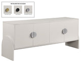 Beckwith Cream Sideboard: Stylish Buffet with Custom Handles, Linen Textured Finish & Modern Design