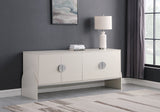Beckwith Cream Sideboard: Stylish Buffet with Custom Handles, Linen Textured Finish & Modern Design