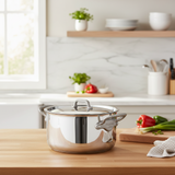 Mauviel M'Cook SB 5-Ply Stewpan With Lid,Brushed Cast Stainless Steel Handles, 6.1-Qt