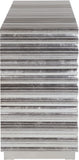 Silverton Contemporary Silver Leaf Sideboard with Hand-Carved Sunburst Design for Elegant Dining
