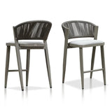 PURPLE LEAF Counter Height Bar Stool Set of 2 Outdoor Stool Chair with Footrest Patio Bar Height Stools Rattan Barstools for Outdoor or Indoor