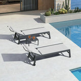 PURPLE LEAF Outdoor Lounge Chair Patio Chaise Pool Lounger Aluminum Frame with Side Table and Wheels for Outside Sunbathing Tanning Recliner Including Pillows