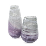 Swirled Smoke and Aubergine Torpedo Glass Vase- Short