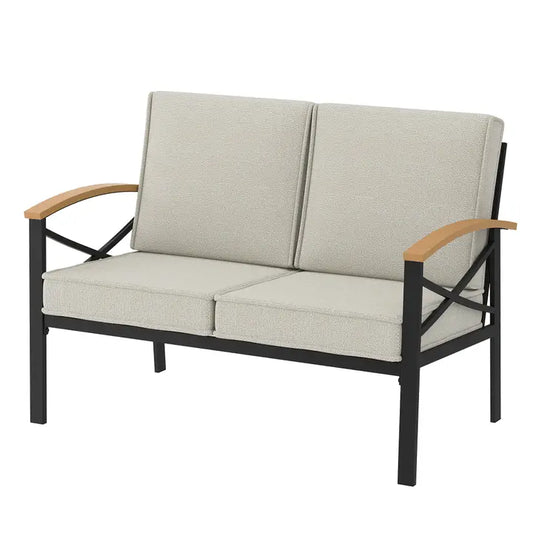 Outdoor Loveseat with Cushions, Rust-Proof & Weatherproof