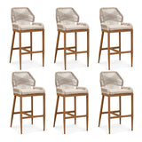 PURPLE LEAF Outdoor Bar Stool Set of 6, Wicker Chairs Bar Chairs with Cushion, All-Weather Patio Furniture kitchen stools