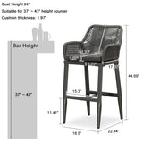 PURPLE LEAF Modern Bar Stools Aluminum Bar Stool with Cushion for Indoor and Outdoor, Kitchen Island