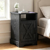 Farmhouse Nightstand Set of 2 with Charging Station