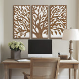 Two-Tone Wood Panel Tree of Life Wall Decor Set