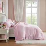 Soft Ruffled Gingham Comforter Set, Pink