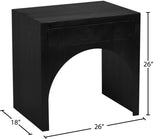 June Elegant Mid Century Night Stand with Curved Design and Push-to-Open Drawer for Storage