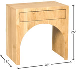 June Elegant Mid Century Night Stand with Curved Design and Push-to-Open Drawer for Storage