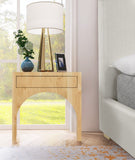 June Elegant Mid Century Night Stand with Curved Design and Push-to-Open Drawer for Storage