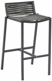 Maldives Outdoor Patio Barstool Set - Contemporary Beige Rope Fabric & White Aluminum Frame