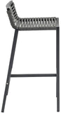Maldives Outdoor Patio Barstool Set - Contemporary Beige Rope Fabric & White Aluminum Frame