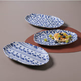 SHALLOW OVAL PLATTER MEDIUM BIO STONEWARE Ø 11.81x7.87" SET OF 2 DESIGNS MAYA