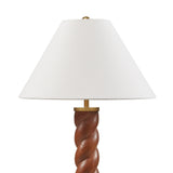 Twisted Faux Wood Table Lamp with Usb-C Port, Brown