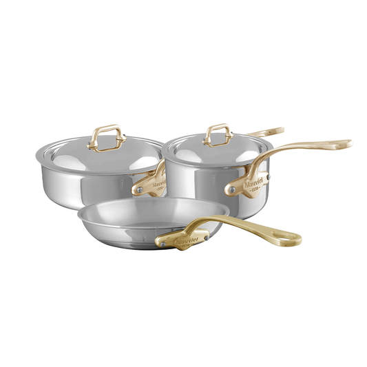 Mauviel M'COOK B 5-Ply 5-Piece Cookware Set, Brass Handles