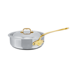 Mauviel M'COOK B 5-Ply Saute Pan With Lid, Brass Handle
