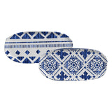 SHALLOW OVAL PLATTER ORGANIC STONEWARE Ø 9.06x4.33" SET OF 2 DESIGNS MAYA