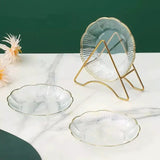 4pcs Flower Shape Snack Plate Set With Rack